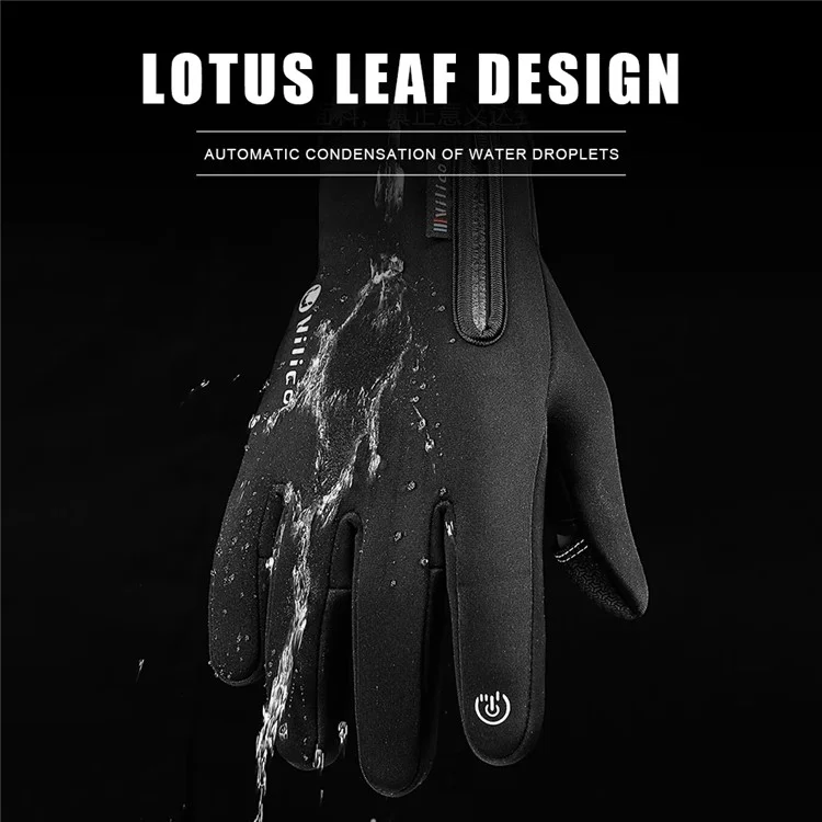 VILICO A0090 1 Pair Winter Warm Gloves Outdoor Cycling Windproof Touch Screen Full Finger Gloves - Black / S