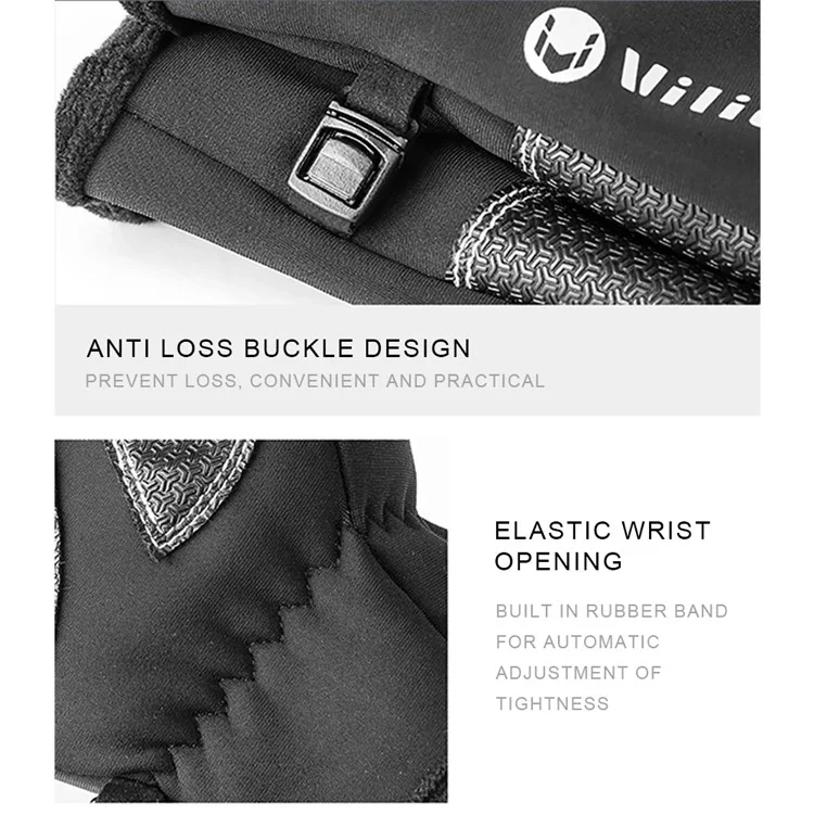 VILICO A0090 1 Pair Winter Warm Gloves Outdoor Cycling Windproof Touch Screen Full Finger Gloves - Black / S