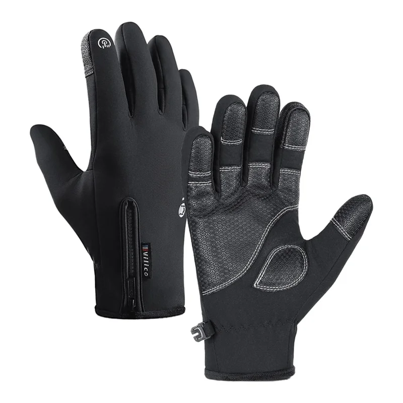 VILICO A0091 1 paire de gants d'hiver chauds imperméables coupe-vent avec écran tactile à doigts complets - Noir / XL
