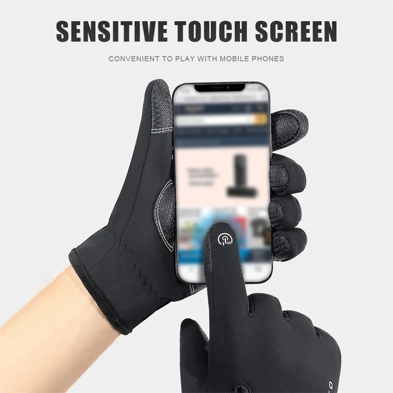 VILICO A0091 1 paire de gants d'hiver chauds imperméables coupe-vent avec écran tactile à doigts complets - Noir / XL