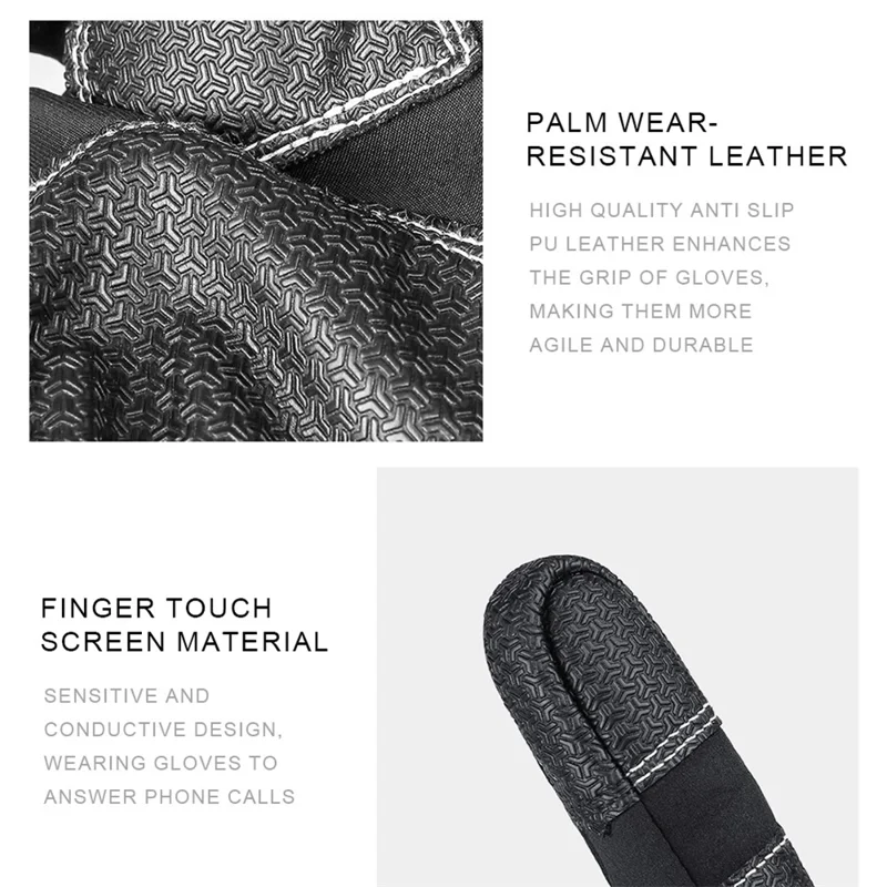 VILICO A0091 1 paire de gants d'hiver chauds imperméables coupe-vent avec écran tactile à doigts complets - Noir / XL