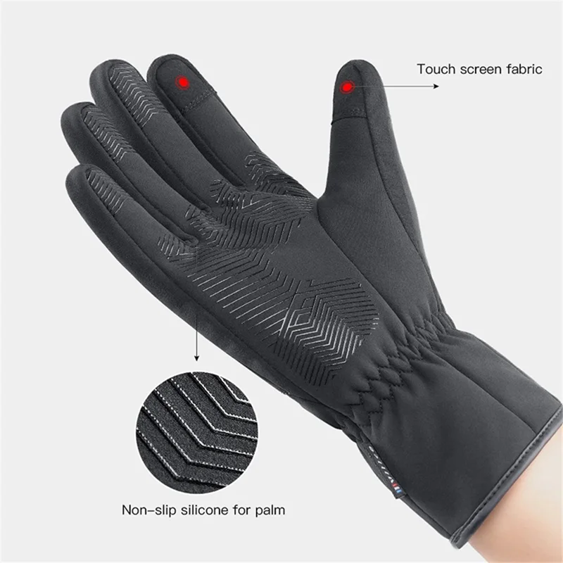 VILICO A0101 One Pair Windproof Gloves Finger Touch Screen Function Hand Protector for Cycling, Fishing - Black / S