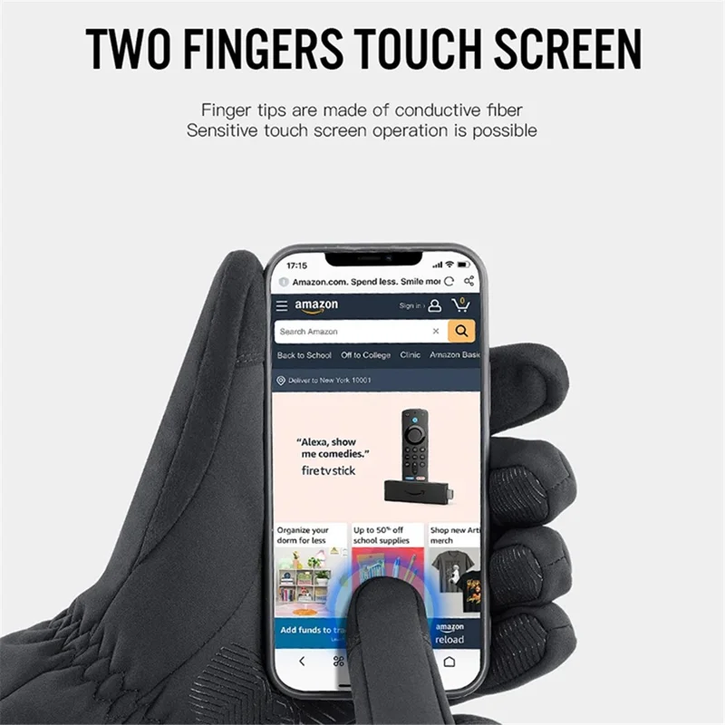 VILICO A0101 One Pair Windproof Gloves Finger Touch Screen Function Hand Protector for Cycling, Fishing - Black / XL