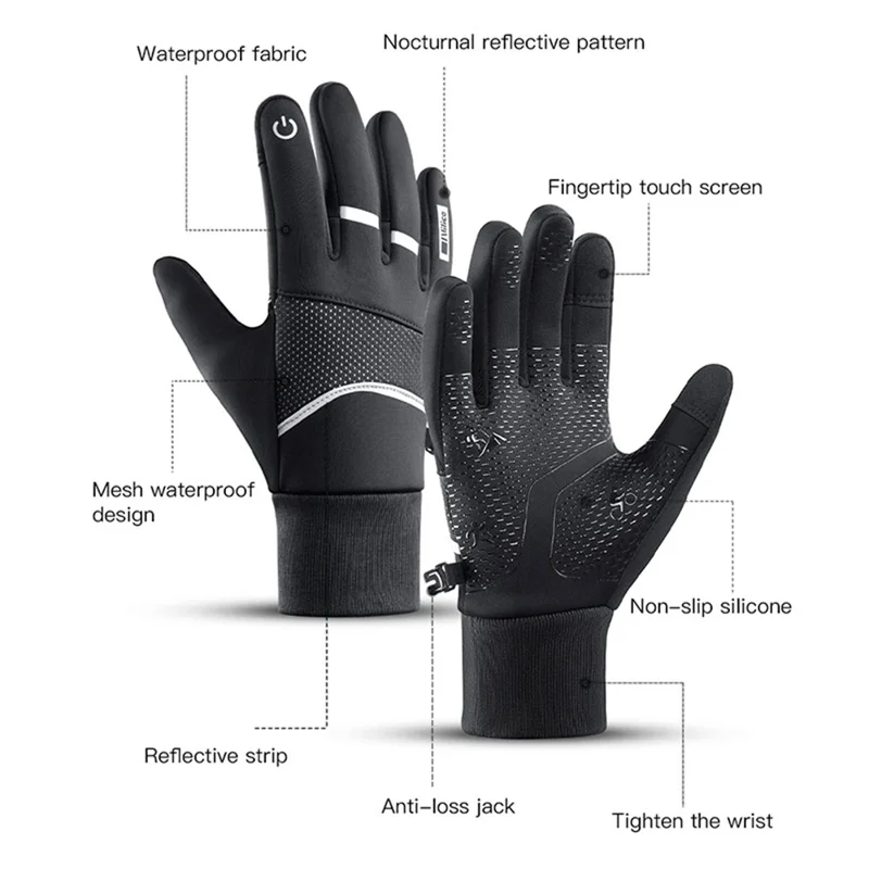 VILICO A0093 1 Par de Luvas Esportivas de Inverno Antiderrapantes e Quentes, com Tela Sensível ao Toque em Todos os Dedos - Azul / P