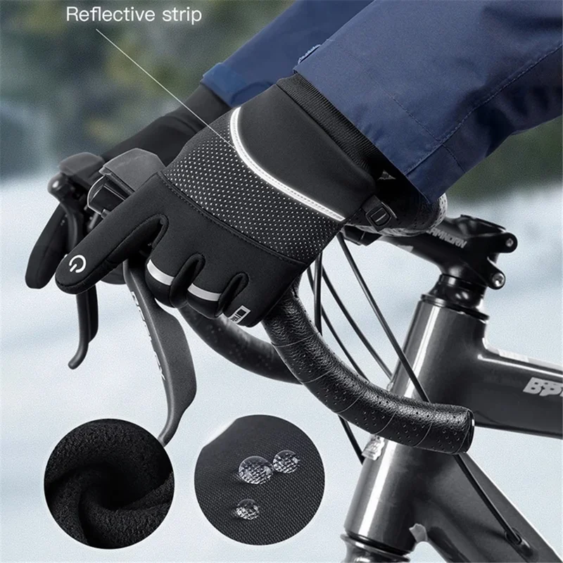 VILICO A0093 1 Par de Luvas Esportivas de Inverno Antiderrapantes e Quentes, com Tela Sensível ao Toque em Todos os Dedos - Azul / P