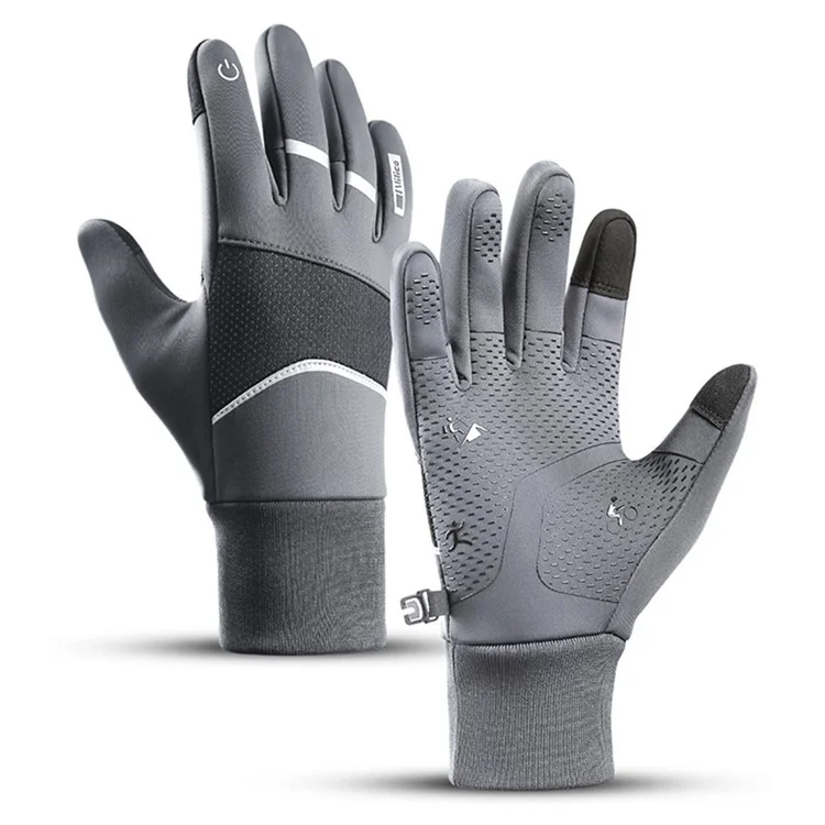 VILICO A0093 1 Pair Winter Sport Gloves Anti-skid Warm Touch Screen Full Finger Gloves - Grey / M