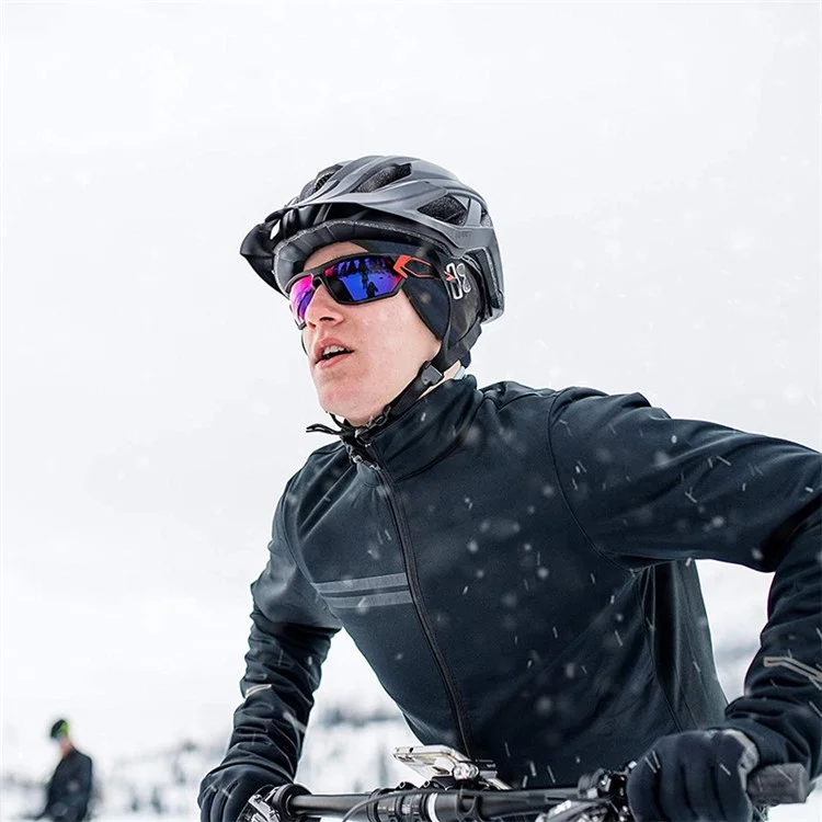 T5363 Outdoor Sports Winter Beanie Hat Cycling Skiing Cap with Glasses Hole - Orange