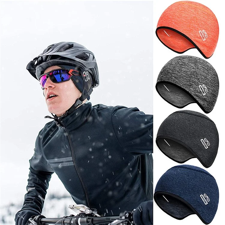 T5363 Outdoor Sports Winter Beanie Hat Cycling Skiing Cap with Glasses Hole - Orange