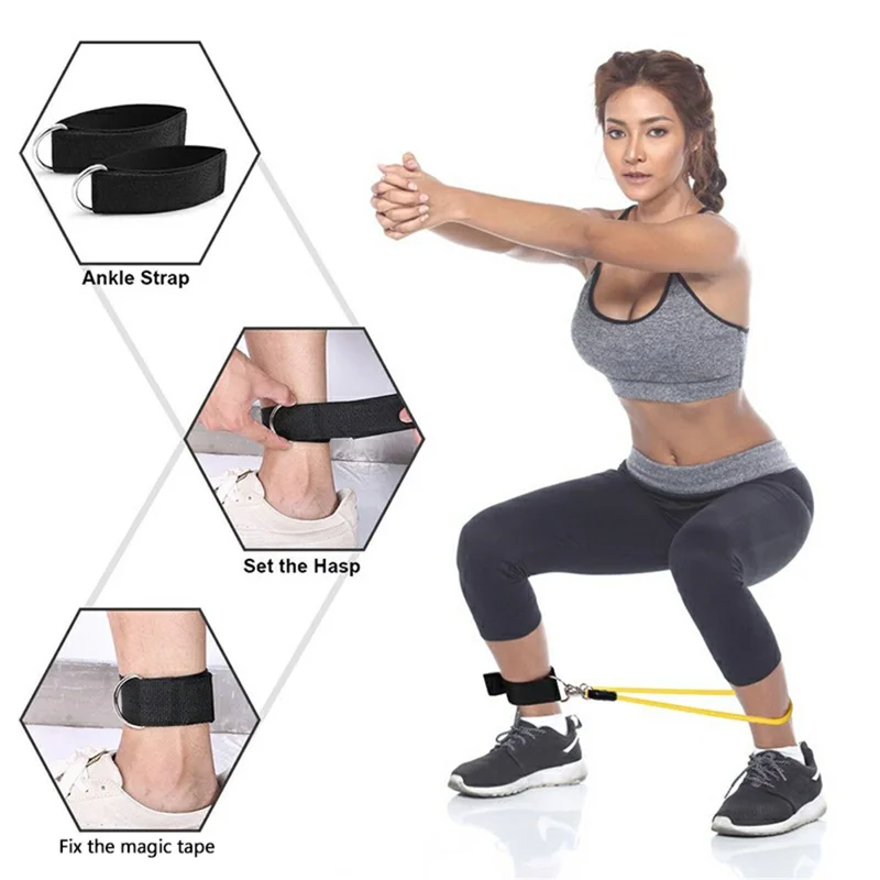 11Pcs / Set Fitness Resistance Band TPR+Nylon Workout Tension Puller Exercise Elastic Rope
