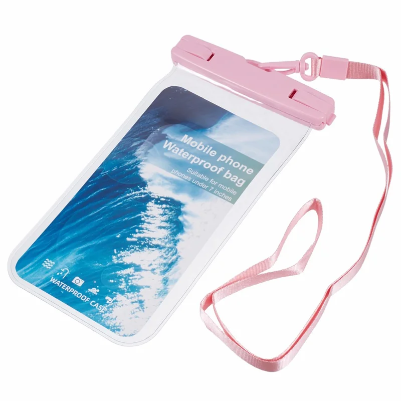 Waterproof Phone Pouch Case Holder for Under 6.5-inches Phone Underwater Clear Cellphone Dry Bag - Pink