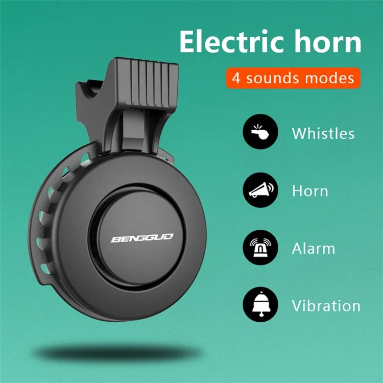 BENGGUO BG-777 Bike Electric Horn Rechargeable High Decibel Bicycle Cycling Warning Bell - Black