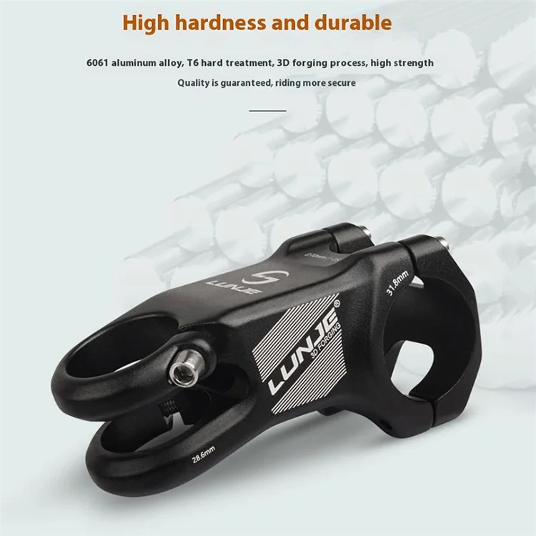 LUNJE XT-A012 Lega di Alluminio Bicicletta Anteriore Stem -15 Gradi Ultra-Leggera Manubrio Della Bicicletta Stem - Nero / 31.8x70mm