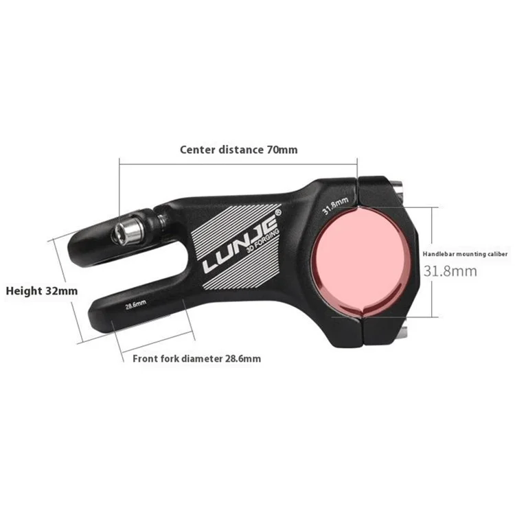 LUNJE XT-A012 Lega di Alluminio Bicicletta Anteriore Stem -15 Gradi Ultra-Leggera Manubrio Della Bicicletta Stem - Nero / 31.8x70mm