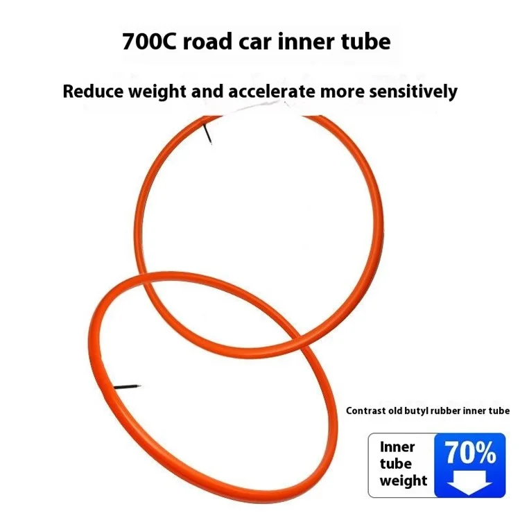Tube intérieur de vélo de route ultra-léger en TPU avec 2 patchs de réparation de pneu - Valve Presta 700C 45mm