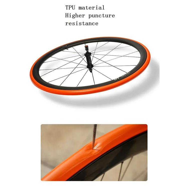 Tube intérieur de vélo de route ultra-léger en TPU avec 2 patchs de réparation de pneu - Valve Presta 700C 45mm