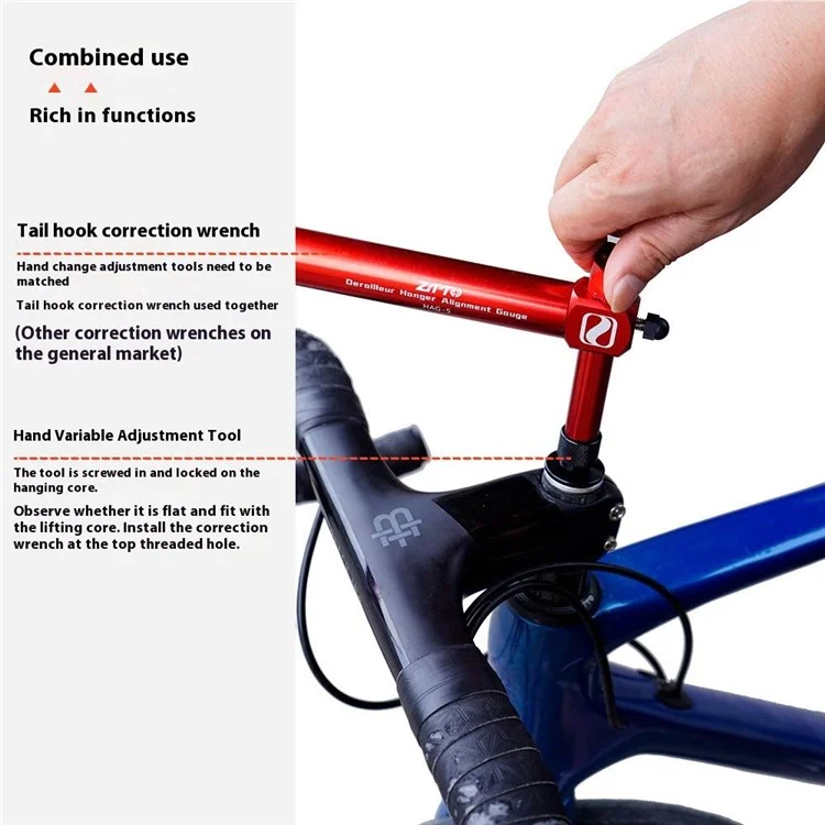 ZTTO Strutto Strumo di Allinea Derille Bike Strumento Altimane Altenza Angolo Sinistra e Regolo Simmetrico Destra - Nero