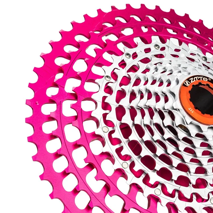 ZTTO 12 Velocidades 11-51T Cassete de Liga de Alumínio CNC + Aço para Bicicleta de Montanha para Cubo HG - Rosa + Prata