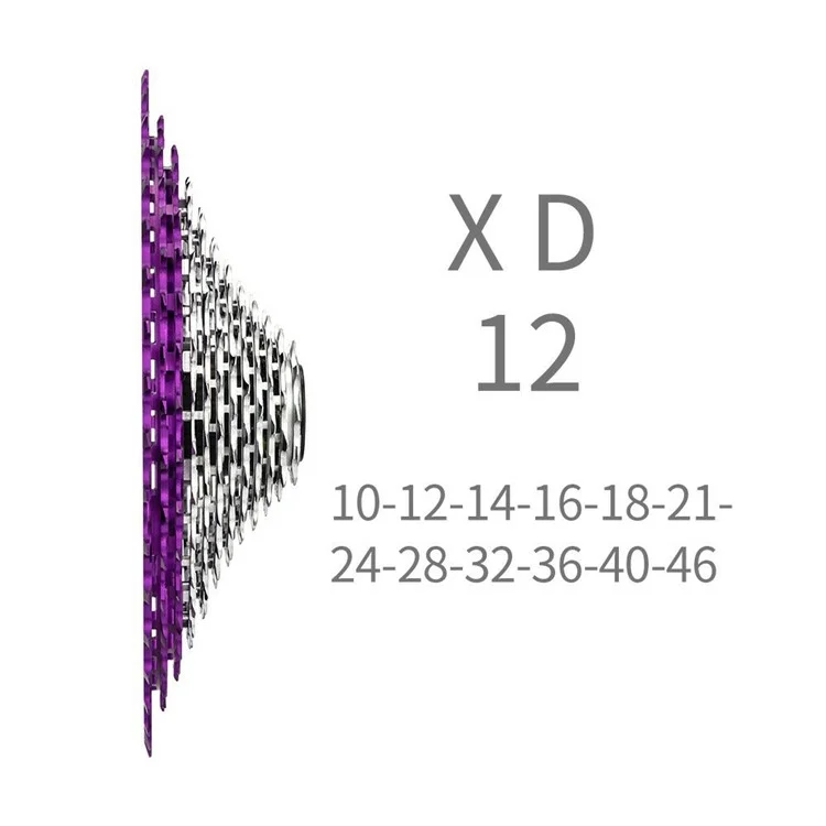 ZTTO 12-скоростная кассета XD для горных велосипедов 10-46T, легкий маховичок для МТБ - Фиолетовый+Серебристый