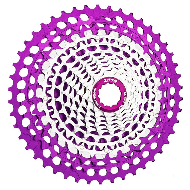 121146 Lightweight 12 Speed 11-46T CNC Mountain Bike Cassette Freewheel Compatible with HG Hubs - Purple+Silver