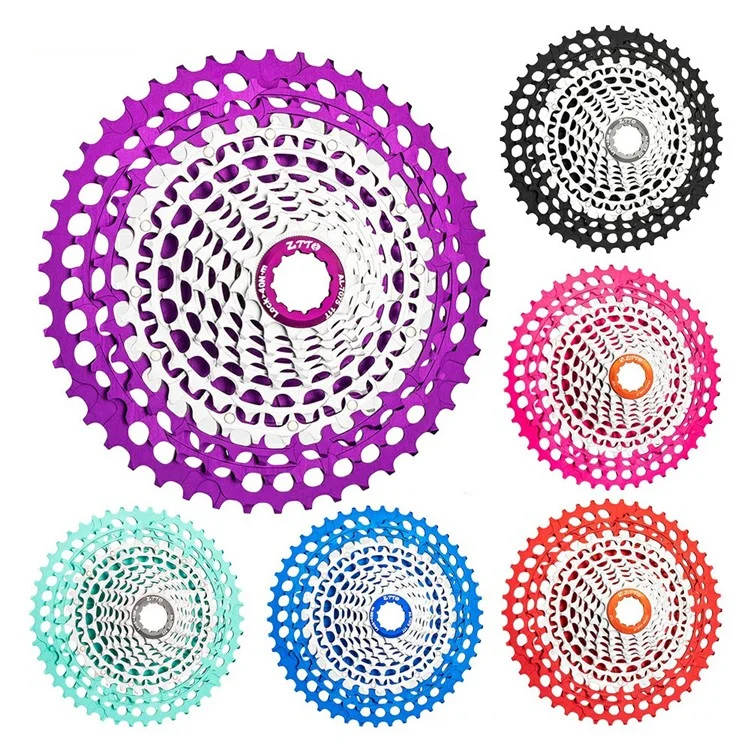 121146 Lightweight 12 Speed 11-46T CNC Mountain Bike Cassette Freewheel Compatible with HG Hubs - Purple+Silver