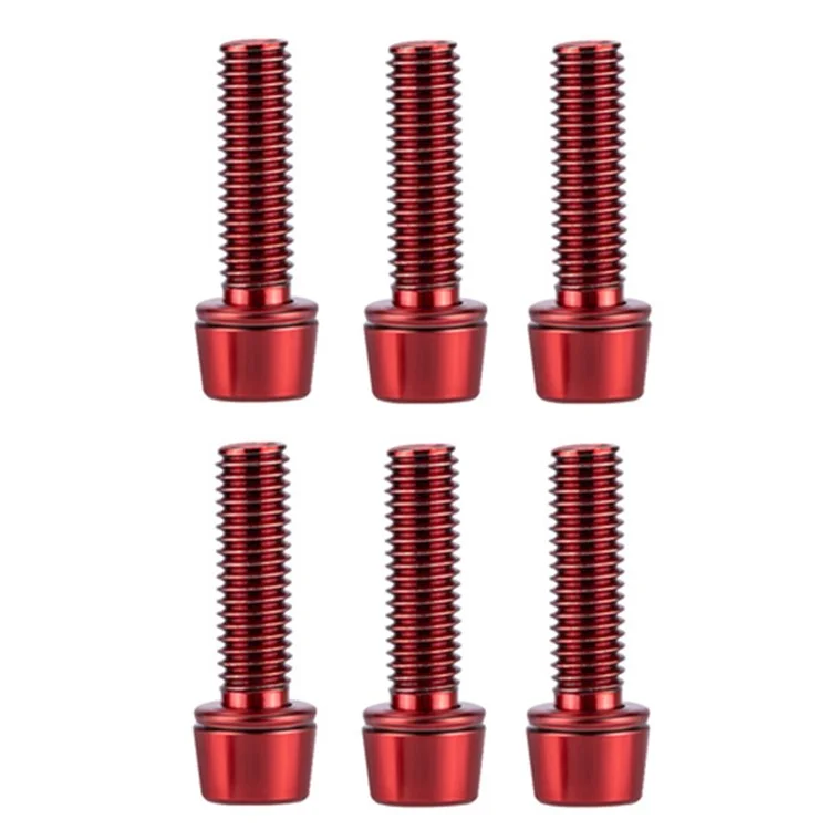 WEST BIKING YP0719435 6 Parafusos de Haste de Titânio para Bicicleta de Montanha M5x18mm para Suporte de Guidão - Vermelho