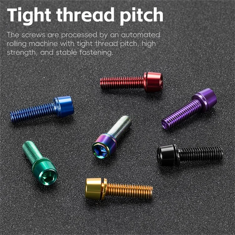 WEST BIKING YP0719435 6 Parafusos de Haste de Titânio para Bicicleta de Montanha M5x18mm para Suporte de Guidão - Vermelho