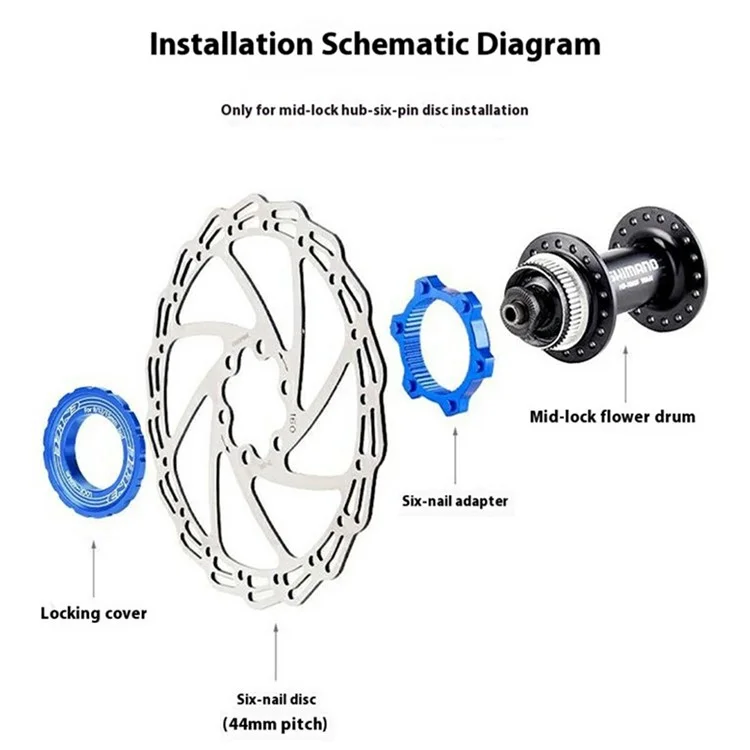 ENLEE E22138 1 Pair Bicycle Center Lock to 6 Bolt Disc Adapter for DT XT Hub Brake Rotor Converter - Blue