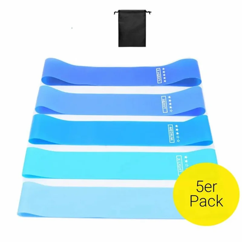 5Pcs / Set TPE Resistance Bands Fitness Strength Training Yoga Pilates Bands with Carry Bag - Blue Gradient