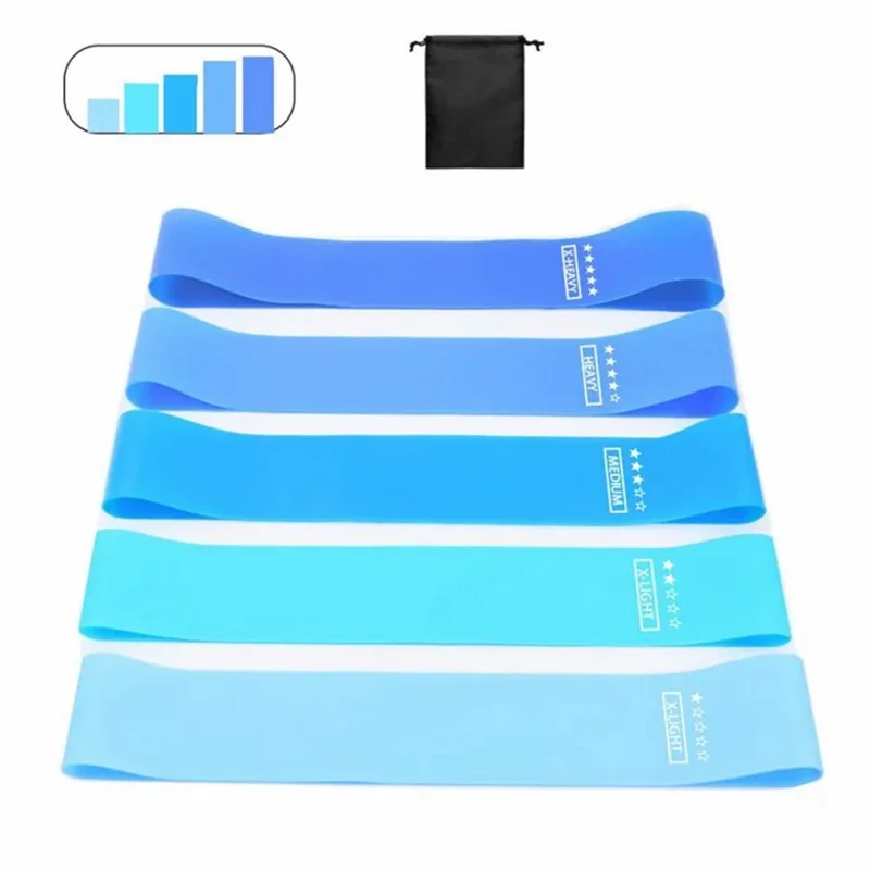 5Pcs / Set TPE Resistance Bands Fitness Strength Training Yoga Pilates Bands with Carry Bag - Blue Gradient