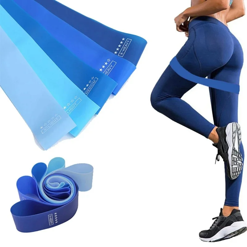 5Pcs / Set TPE Resistance Bands Fitness Strength Training Yoga Pilates Bands with Carry Bag - Blue Gradient