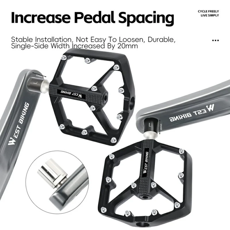 WEST BIKING YP0719467 1 Paio di Estensori per Pedali da Bicicletta da Montagna e Strada, Distanziatore Filettato per Pedali - Nero