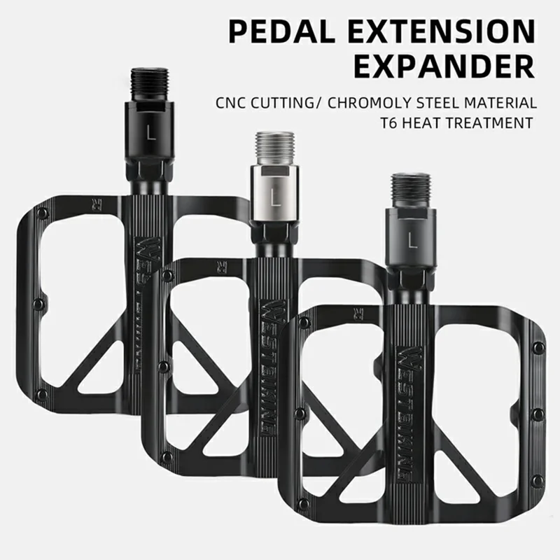 WEST BIKING YP0719467 1 Pair For Mountain Road Bike Pedal Extender Threaded Extended Pedal Spacer - Titanium