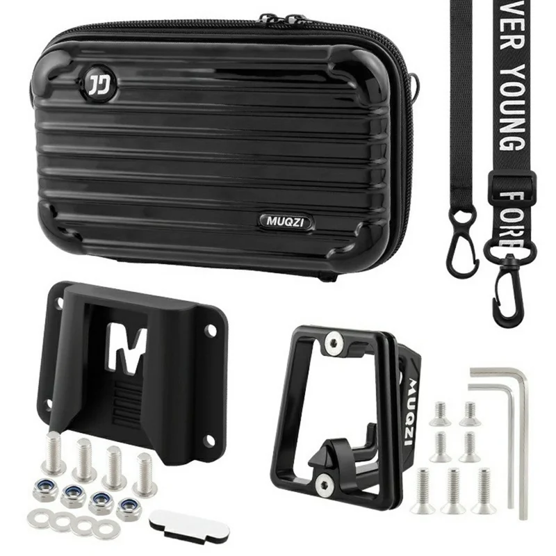 MUQZI Tragbare Fahrrad-Aufbewahrungstasche mit Basis / Schweinetasche / Riemen Fahrradtasche Set - Schwarz