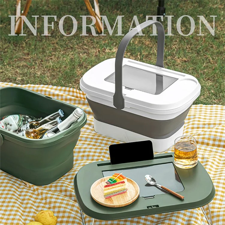 AOTU Multi-Function Outdoor Picnic Basket with Collapsible Table Water Basket - Coffee