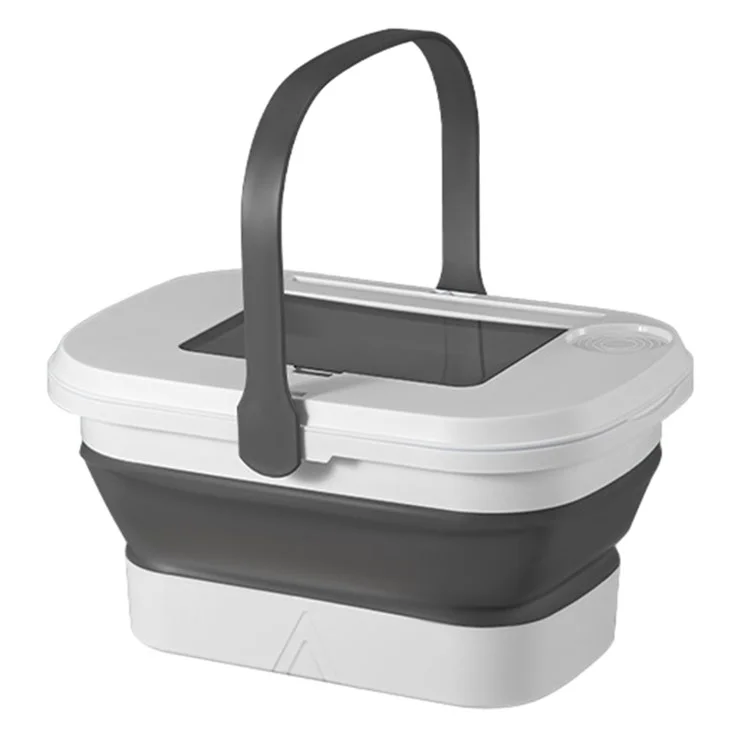 AOTU Multi-Function Outdoor Picnic Basket with Collapsible Table Water Basket - White+Grey
