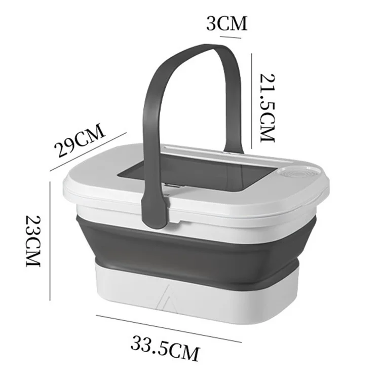 AOTU Multi-Function Outdoor Picnic Basket with Collapsible Table Water Basket - White+Grey
