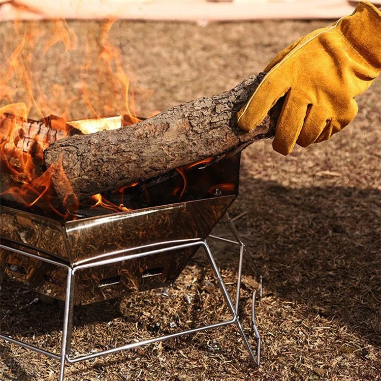 Barbecue à charbon de bois en acier inoxydable HALIN de forme hexagonale, kit d'outils de barbecue pour pique-nique/barbecue en plein air