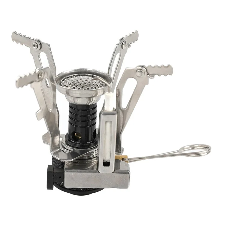 Outdoor Camping Aluminum Alloy Stove Burner Integrated Mini Stove Head with Electronic Ignition - Black