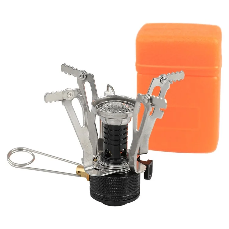 Outdoor Camping Aluminum Alloy Stove Burner Integrated Mini Stove Head with Electronic Ignition - Black