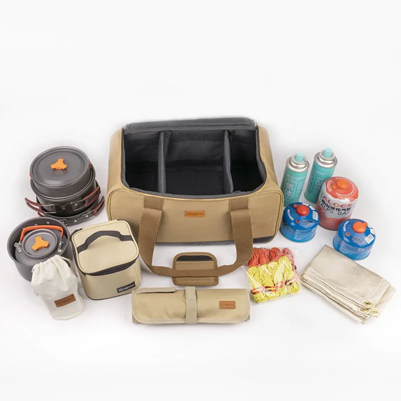 AOTU AT6925 Camping Large Capacity Storage Bag Gas Tank Stove Pot Canvas Carrying Bag for Outdoor Picnic