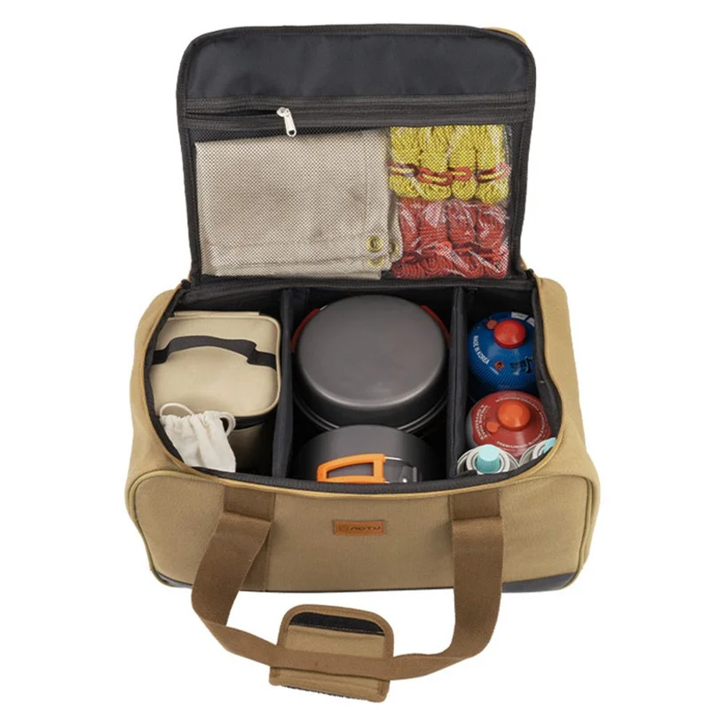 AOTU AT6925 Camping Large Capacity Storage Bag Gas Tank Stove Pot Canvas Carrying Bag for Outdoor Picnic
