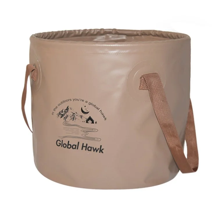HALIN AT6658-10 Cubo plegable de 10L Contenedor de agua portátil Cubo plegable para acampada, senderismo - Color café claro