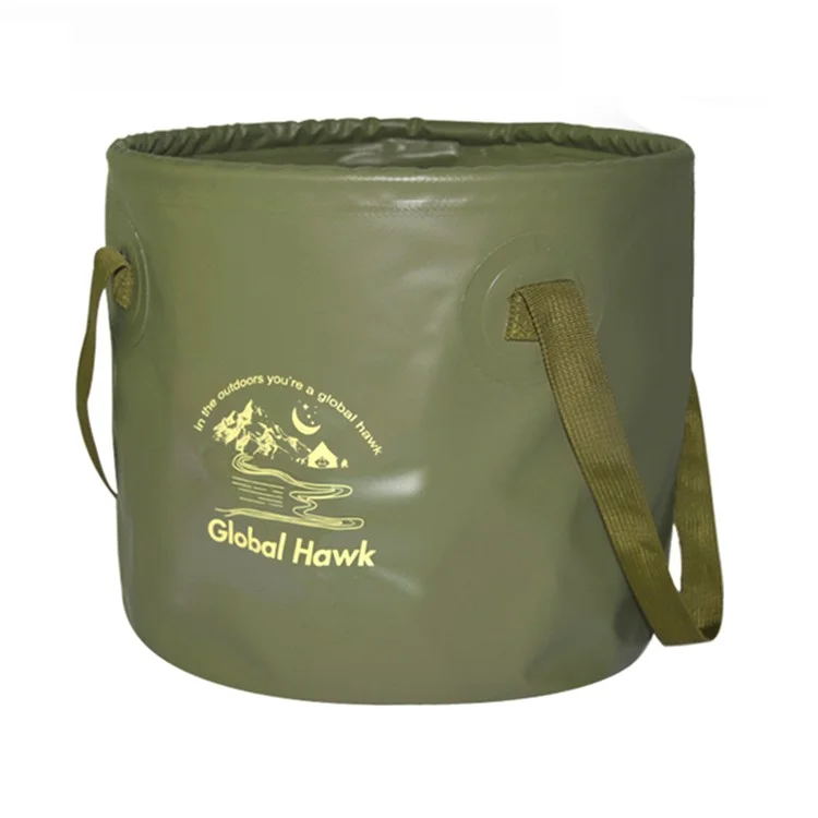 HALIN AT6658-10 10L Folding Bucket Portable Water Container Collapsible Bucket for Camping Hiking - Army Green