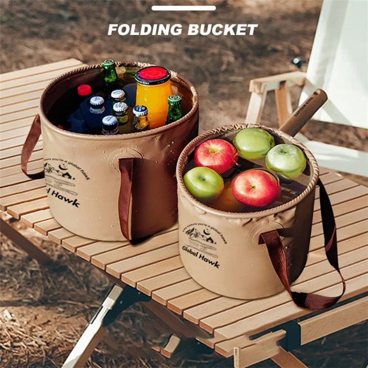 HALIN AT6658-10 10L Folding Bucket Portable Water Container Collapsible Bucket for Camping Hiking - Army Green