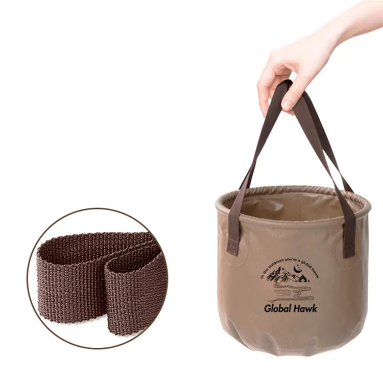 HALIN AT6658-10 10L Folding Bucket Portable Water Container Collapsible Bucket for Camping Hiking - Army Green