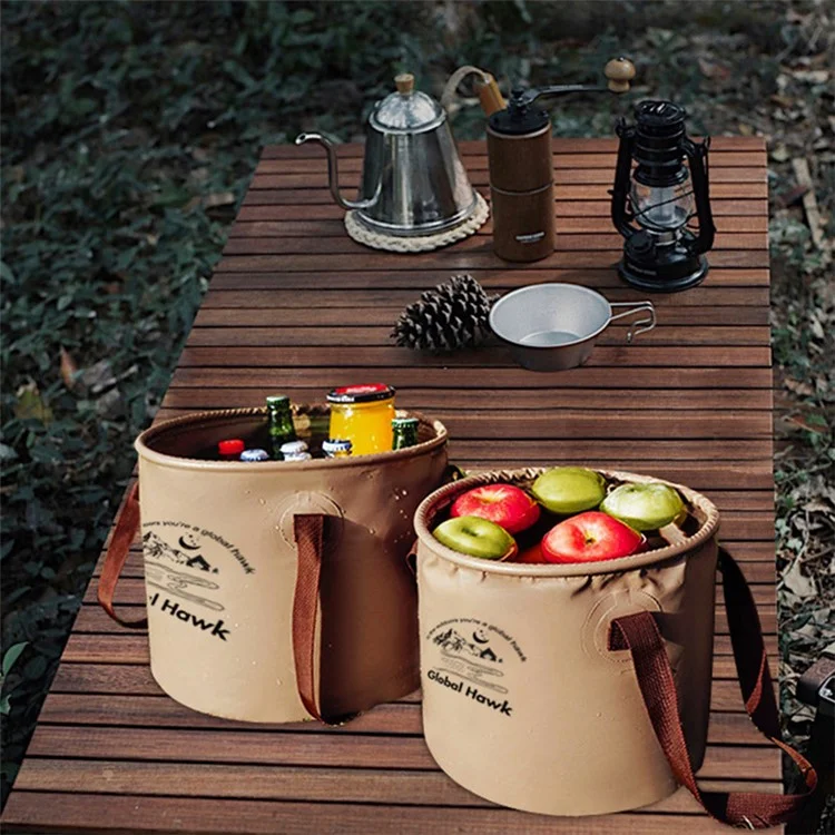 HALIN AT6658-10 10L Folding Bucket Portable Water Container Collapsible Bucket for Camping Hiking - Army Green