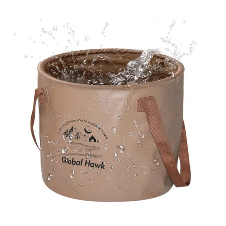 HALIN AT6658-10 10L Folding Bucket Portable Water Container Collapsible Bucket for Camping Hiking - Army Green