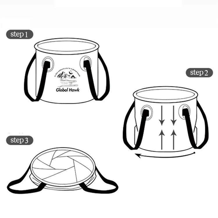 HALIN AT6658-10 10L Folding Bucket Portable Water Container Collapsible Bucket for Camping Hiking - Army Green