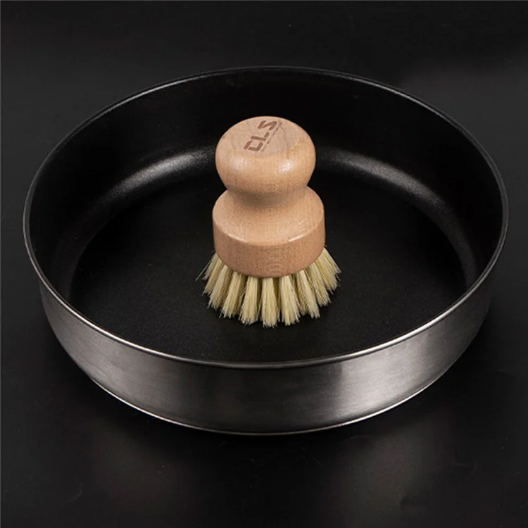 Brosse de nettoyage pour barbecue en bois de hêtre rond avec manche (sans certificat FDA)