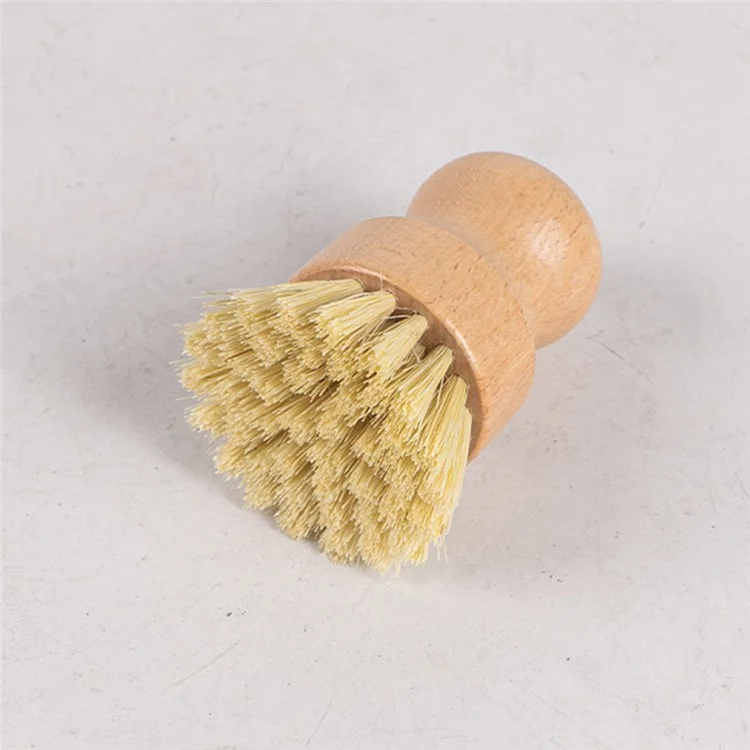 Brosse de nettoyage pour barbecue en bois de hêtre rond avec manche (sans certificat FDA)